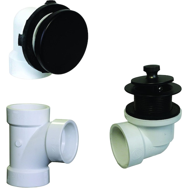 Westbrass Illusionary Overflow, Sch. 40 PVC Plumbers Pack W/ Lift and Turn Bath Drain in Oil Rubbed Bronze D594PHRK-12 - main